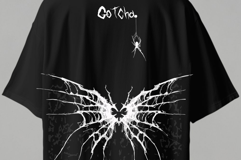 Back Printed Spider Printed Black T-shirt Free Size - Image 4