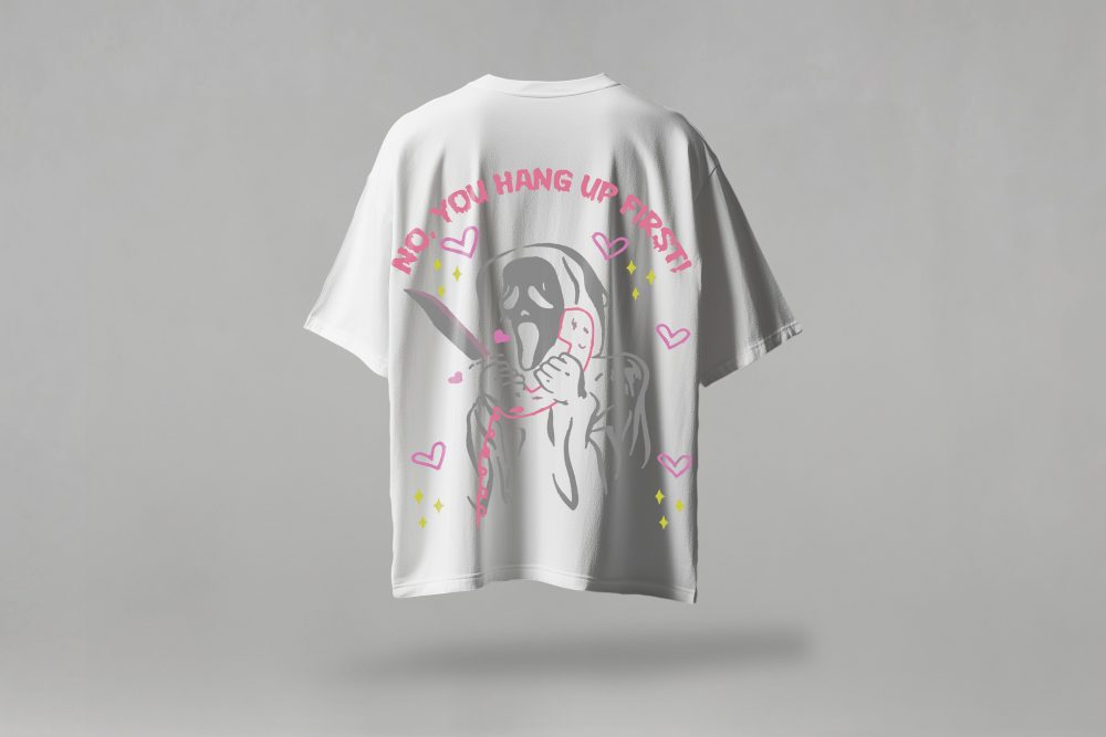 No You Hang Up First Black Printed T-shirt Free Size W