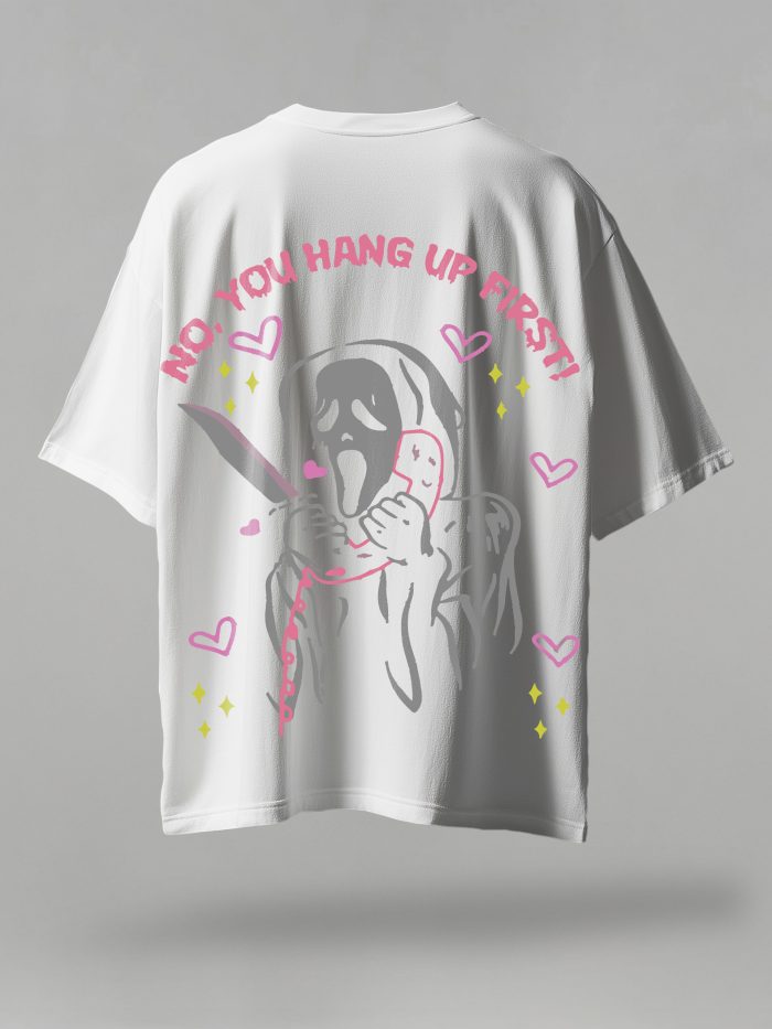 No You Hang Up First Black Printed T-shirt Free Size W
