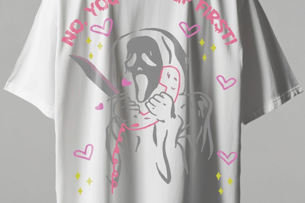 No You Hang Up First Black Printed T-shirt Free Size W - Image 3