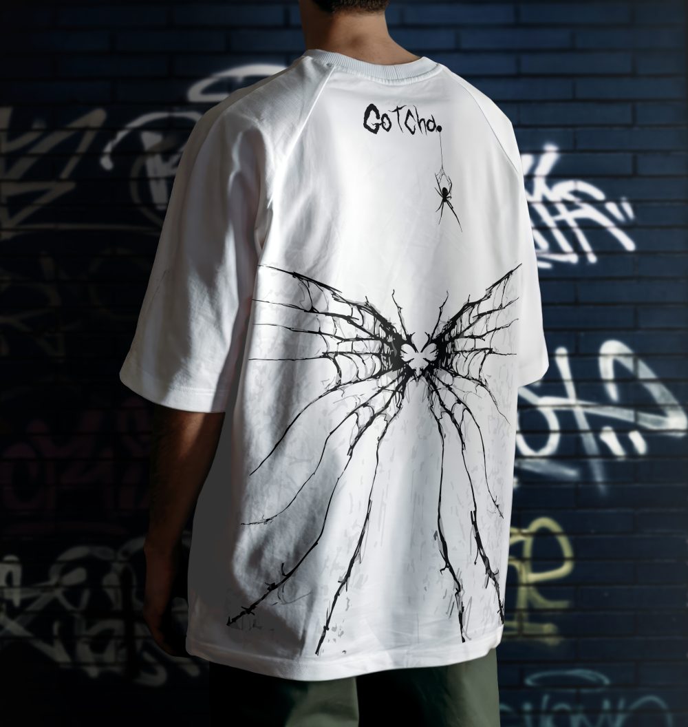 Back Printed Spider Printed Black T-shirt Free Size W - Image 4