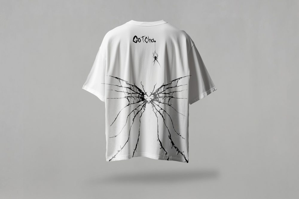 Back Printed Spider Printed Black T-shirt Free Size W
