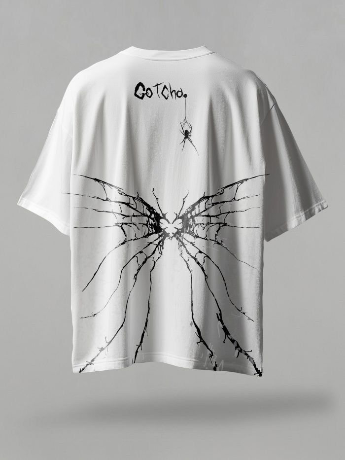 Back Printed Spider Printed Black T-shirt Free Size W