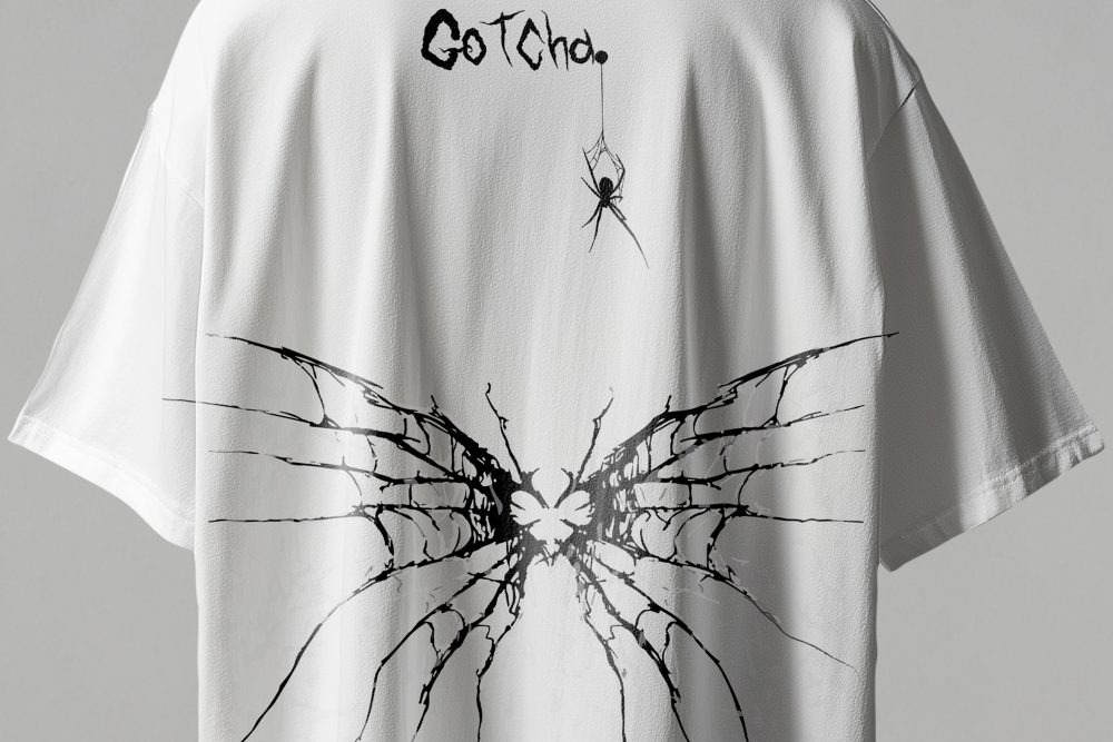 Back Printed Spider Printed Black T-shirt Free Size W - Image 3